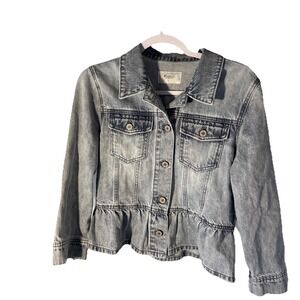 Ran Can Los Angeles Peplum Denim Jacket Sz Large See Measurements
